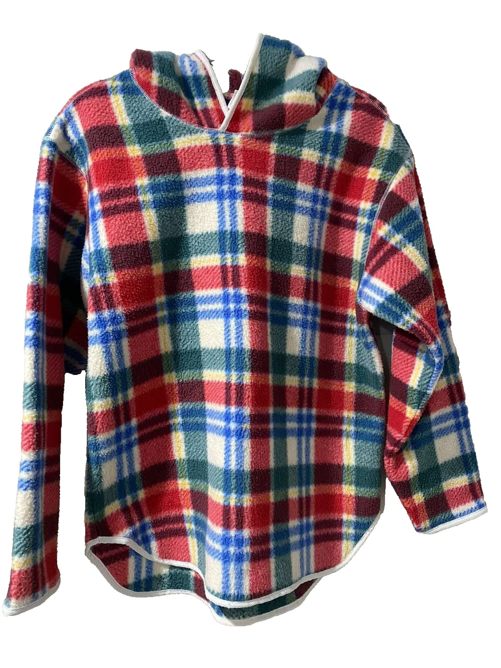 Hanna Andersson hooded hoodie Fleece Sweatshirt Plaid red Sweater M A001368